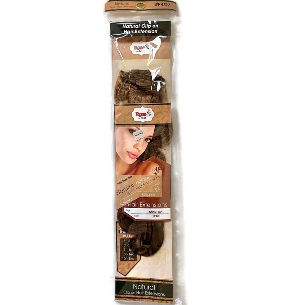 $105 Rose de Nuit Extensions 18" F4/27 7pc Clip On Brown / Golden Blonde HL